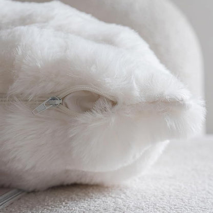 Neelvin Cream White Faux Fur Cozy Soft Double-Sided Decorative Throw Pillow Covers 22x22 inch Set of 2,Velvet Pillowcase Cushion Case for Sofa Couch