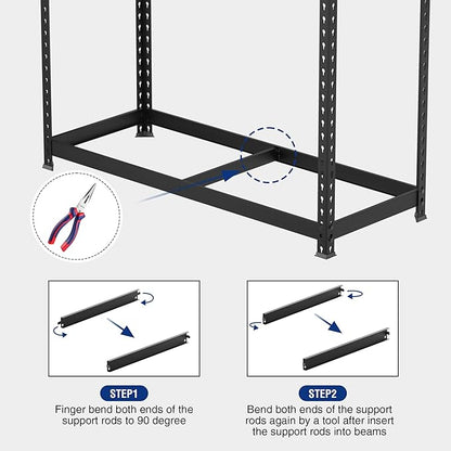 WORKPRO 5-Tier Steel Shelving Unit-Black, 35-3/10”W x 17-1/2”D x 72”H, Adjustable Storage Rack, Heavy Duty Shelf with MDF Board, 1650 lbs Load Capacity (Total) for Garage, Basement, Warehouse, Kitchen