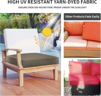 Easy-Going Waterproof Patio Cushion Covers ONLY Cover 24x22x4 inch 4 Pack Replacement Non-Slip Outdoor Seat Cushion Slipcover with Zipper. Taupe