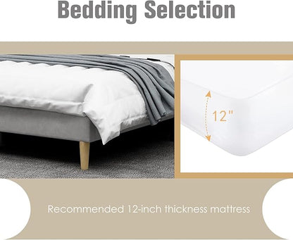 AGARTT Upholstered Platform Bed Frame Twin Size with Headboard and Footboard/Wooden Slats Support/No Box Spring Needed/Easy Assembly,Light Grey Linen