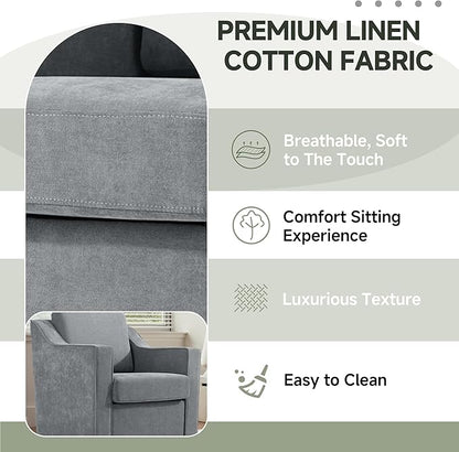 UIXE Swivel Accent Chairs Set of 2, Chenille Upholstered Arm Chair for Living Room, Modern Club Armchair Comfy Single Sofa Bedroom Reading Seat with Lumbar Pillow - Gray