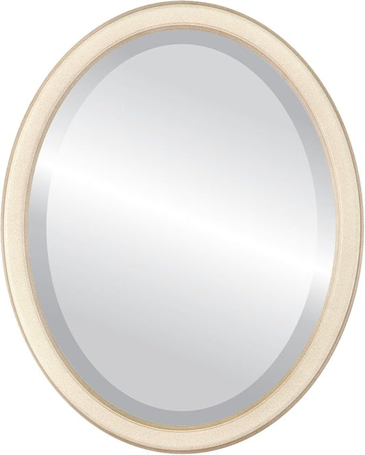 OVALCREST Oval Beveled Wall Mirror for Home Decor - Toronto Style - Taupe - 26" x 20"