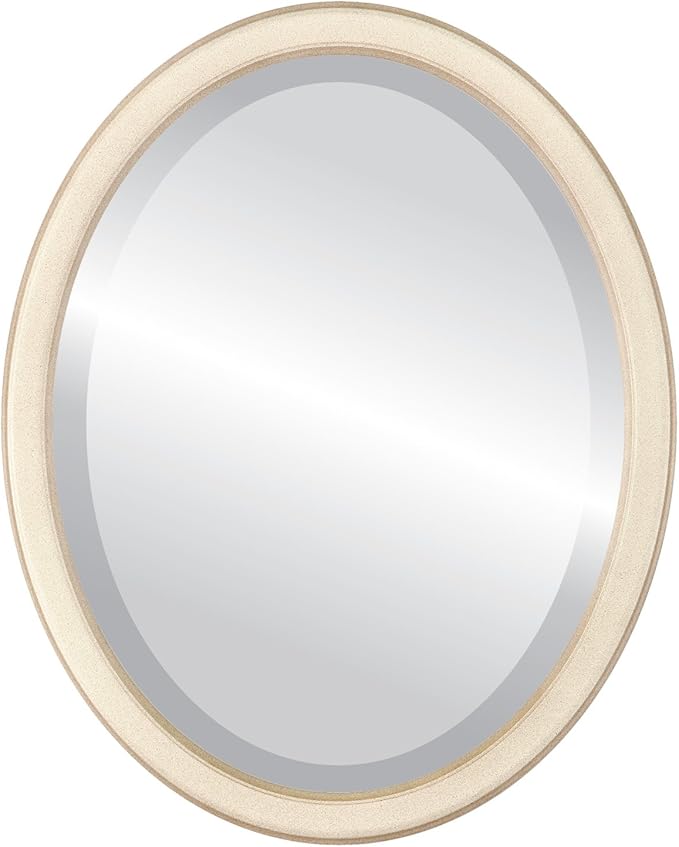 OVALCREST Oval Beveled Wall Mirror for Home Decor - Toronto Style - Taupe - 18" x 14"