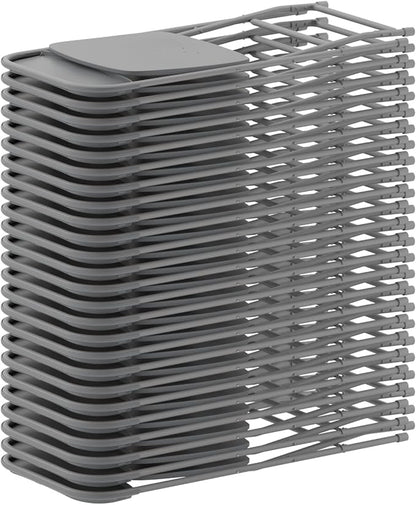 Flash Furniture Hercules Series Plastic Folding Chair - Grey - 4 Pack 650LB Weight Capacity Comfortable Event Chair-Lightweight Folding Chair