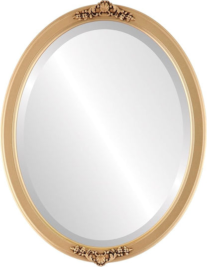 OVALCREST Oval Beveled Wall Mirror for Home Decor - Athena Style - Gold Spray - 21" x 17" Outside Dimensions