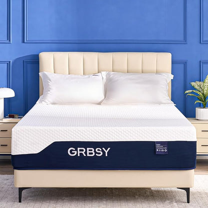 Firm King Size Mattress, 14 Inch Cooling Gel Memory Foam Mattress, Back Pain Relief, Cooling Ice Silk Cover, Bed Mattress in Box, CertiPUR-US Certified
