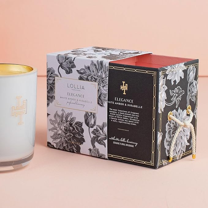 Lollia Elegance Luminary, 11 oz – 70 Hour Burn Time – All-Natural Soy Wax & Coconut Wax Blend, Scented, Luxury, Long Lasting Candles, Soy Candles