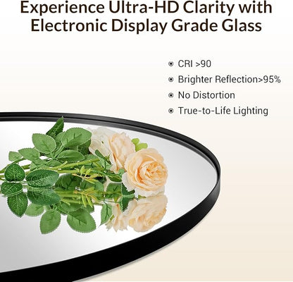 ANDY STAR Black Oval Mirror, 26x38'' Pill Shaped Mirror 1’’ Deep Metal Frame Wall Mounted Vertically&Horizontally Ideal for Limited Space