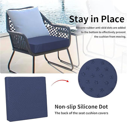 Easy-Going Waterproof Patio Cushion Covers ONLY Cover 27x25x5 inch 4 Pack Replacement Non-Slip Outdoor Seat Cushion Slipcover with Zipper. Navy