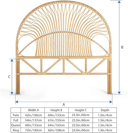 KOUBOO Rattan Loop Headboard, Twin, Natural
