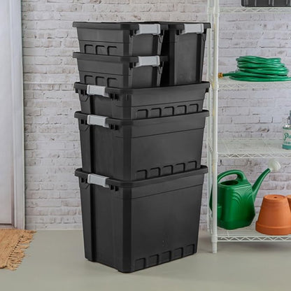 Sterilite 18-Pack Plastic Storage Bins with Lids, Stackable Containers, 19 Gallon, Black