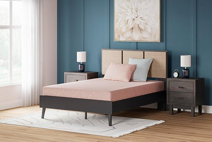 Signature Design by Ashley Twin Size iKidz 7 Inch Firm Gel Memory Foam Mattress with Stretch Knit Cover & Pillow Included, Pink Coral, Fiberglass Free, Mattress in A Box