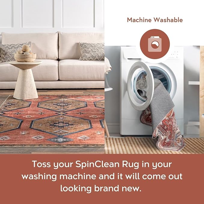 nuLOOM 6' Square Machine Washable Stain-Resistant Area Rug Medium Profile for Living Room, Bedroom, and Dining Room, Nikita Beige