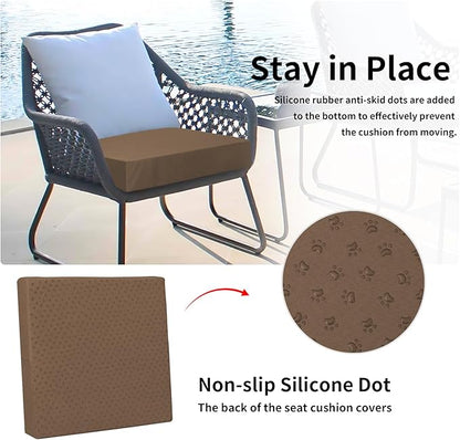 Easy-Going Waterproof Patio Cushion Covers ONLY Cover 20x18x4 inch 4 Pack Replacement Non-Slip Outdoor Seat Cushion Slipcover with Zipper. Brown