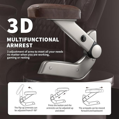Big and Tall Office Chair 700lbs- Large High Back Executive Computer Desk Chair with 3D Flip-Up Arms, Adjustable Lumbar Support, Extra Wide Plus Size Seat, Heavy Duty Metal Base & Quiet Rubber Wheels