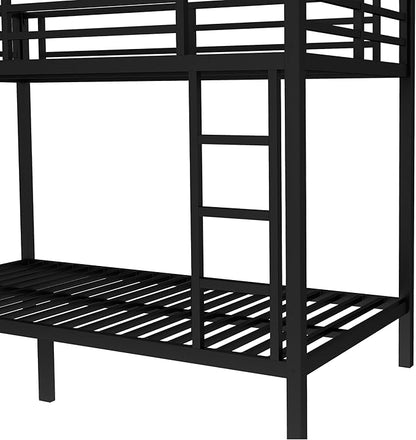 Bellemave Twin XL Over Twin XL Bunk Bed for Adults, Heavy Duty Bunk Beds Frame with Build in Ladder and Full Length Guardrail, Easy Assemble Bunkbeds, Noise Reduced, Mattress Not Included, Black