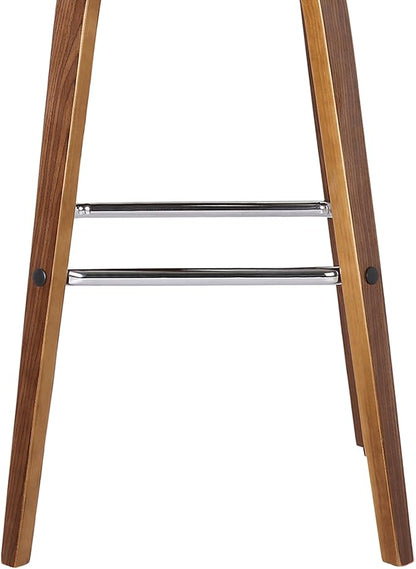 Armen Living Vienna 26" Swivel Counter Stool in Walnut Wood Finish with Cream Faux Leather - Set of 2