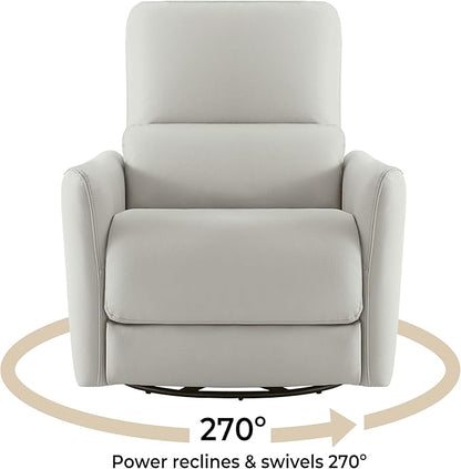 CHITA Power Recliner Chair Swivel Glider, FSC Certified Upholstered Faux Leather Living Room Nursery Reclining Sofa Chair with Lumbar Support, Cream