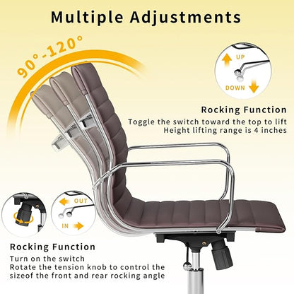 Chair, Desk Computer Chair ，with Armrests ，Ergonomic Office Chair for Home and Office, 17.32 x 22.83 x 35.43 inches, Multiple Colors (Brown)