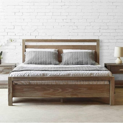 Grain Wood Furniture Loft Queen Size Solid Wood Bed, Brushed White