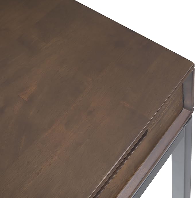 SIMPLIHOME Banting Desk - 60-Inch Wide Solid Hardwood and Metal Writing Desk in Walnut Brown, Modern Industrial Home Office Computer Table for Study with 2 Drawers and Flip-Down Keyboard Tray