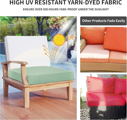 Easy-Going Waterproof Patio Cushion Covers 22x22x4 inch 4 Pack Replacement Non-Slip Outdoor Seat Cushion Slipcover with Zipper. Greyish Green