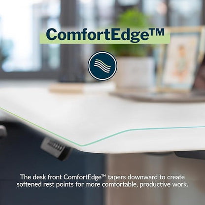 Vari ComfortEdge 48x30 Inch Electric Standing Desk – Height Adjustable Sit Stand VariDesk with Memory Presets, Sloped Edge, 220 LB Capacity + Tool-Free Assembly (White)