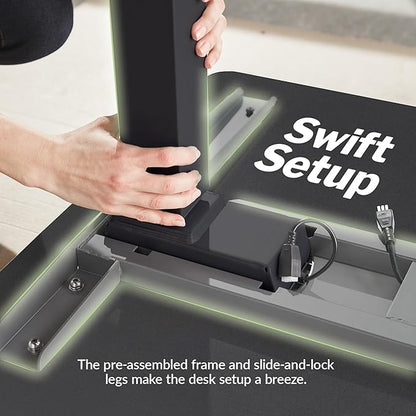 Vari ComfortEdge 40x26 Inch Adjustable Standing Desk – Small Electric Sit Stand VariDesk for Apartment, Bedroom, or Home Office + Beveled Edge, Tool-Free Assembly (Black Top/Black Legs)