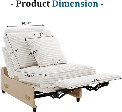 ORRD Modern Armless Power Recliner Sofa Seat for Modular Sectional Couch for Living Room-White