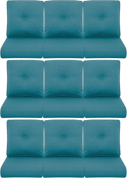 9-Piece Outdoor Patio Cushion Set - Fade & Water Resistant with Removable Olefin Cover, 22x24x4 Inch Memory Foam Cushions for Wicker Sectional Sofa – Peacock Green/Buckle