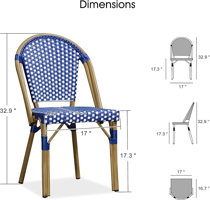 PURPLE LEAF 9 Pieces Outdoor Dining Set Patio Furniture Set with Aluminum Table and French Bistro Chairs for Garden Backyard Deep Blue Patio Dining Set
