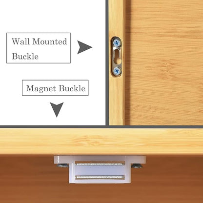 HYNAWIN Bathroom Wall-Mounted Medicine Cabinet - Over-The-Toilet Floating Bamboo Storage Organizer with Adjustable Shelf, Space-Saving for Kitchen, and Living Room