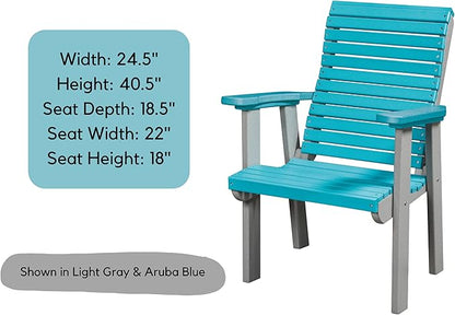 DutchCrafters Modern Horizontal Slat High Back Poly Outdoor Patio Chair (Tudor Brown & Weatherwood)
