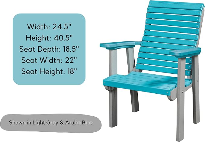 DutchCrafters Modern Horizontal Slat High Back Poly Outdoor Patio Chair (Black & Cedar)