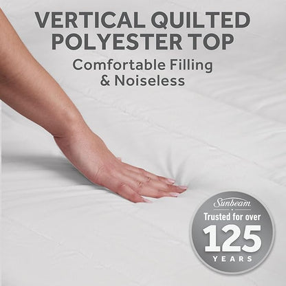 Sunbeam Electric Heated Mattress Pad Restful Quilted Extra-Cozy Fabric 12 Heat Settings 12-Hour Auto Shut-Off Deep Pocket Fit Machine Washable Full 75" x 54"