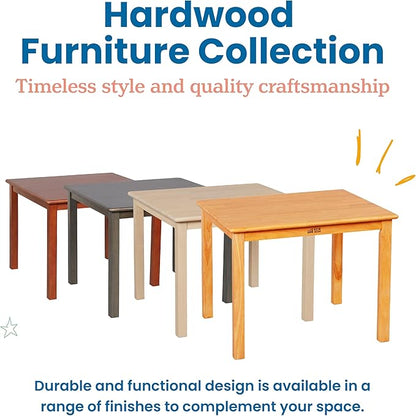 ECR4Kids 30in Square Hardwood Table with 22in Legs, Kids Furniture, Honey