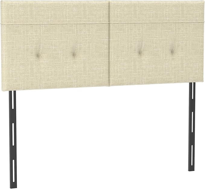 Headboard Queen Size Upholstered Linen, Queen Headboard with Sturdy Metal Legs, Tufted Upholstery Design Headboards with Adjustable Width & Height (Linen)