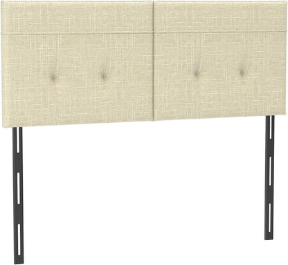 Headboard Queen Size Upholstered Linen, Queen Headboard with Sturdy Metal Legs, Tufted Upholstery Design Headboards with Adjustable Width & Height (Linen)