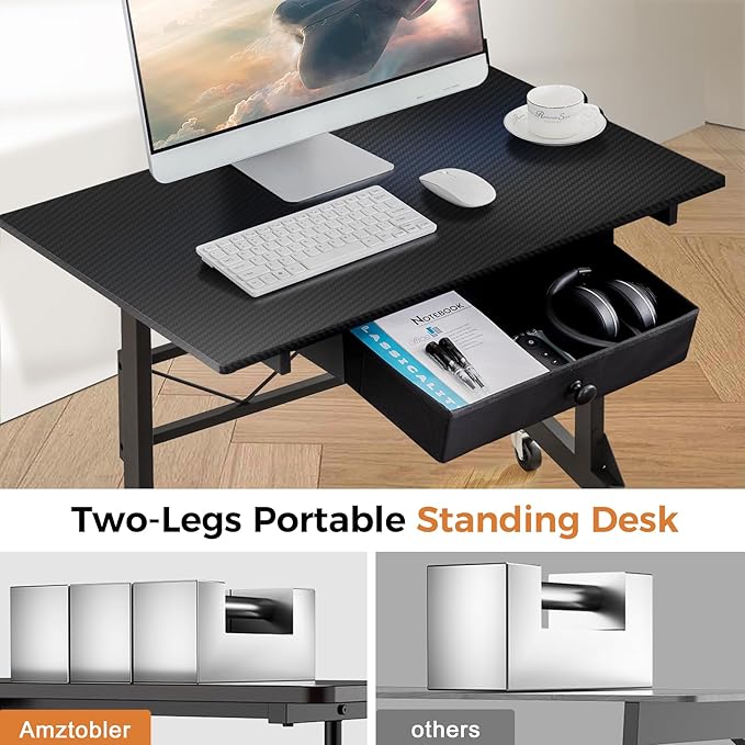 COMHOMA Small Standing Desk Adjustable Height Small Computer Desk Mobile Portable Rolling Laptop Table with Wheels 32" Computer Workstation Sit Stand Desks Portable Standing Table Treadmill desks