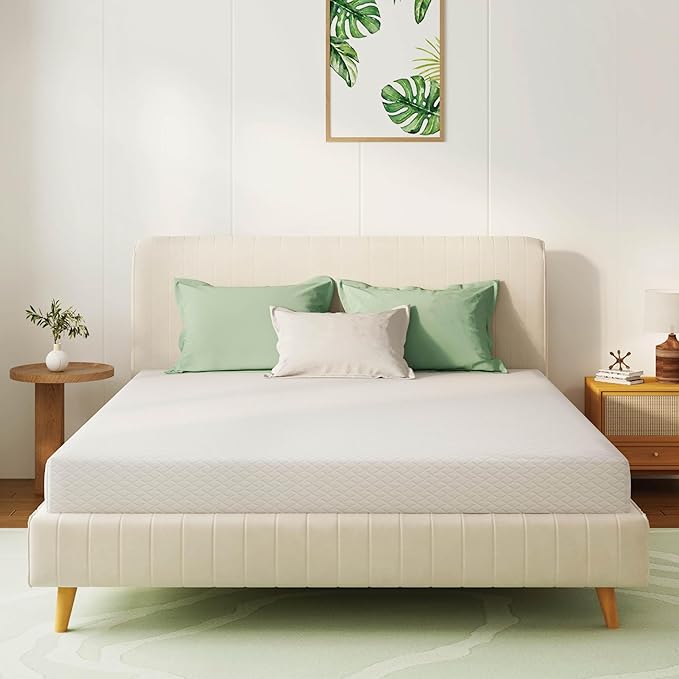 Full Size Mattress 6 Inch Green Tea Memory Foam Mattress for Cool Sleep & Pressure Relief, Medium Firm Feel, Fiberglass Free, Bed in a Box, Removable Washable Cover, CertiPUR-US Certified