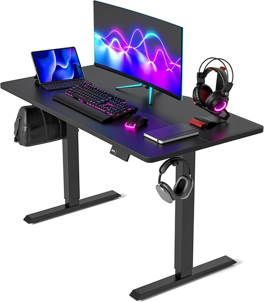CubiCubi 48 x 24 Inches Electric Standing Desk, Height Adjustable Sit to Stand Desk, Home Office Table with Splice Board, Black