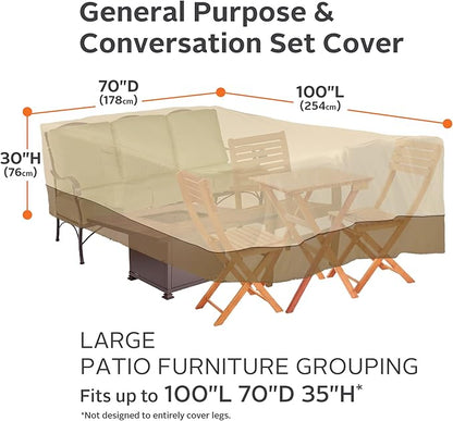 Classic Accessories 55-467-011501-00 Veranda 100" x 70" Rectangular Sectional Sofa/General Purpose, Pebble, Patio Bench Cover