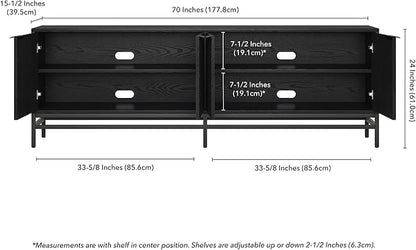 Henn&Hart Montello TV Stand, 70" Wide, Black