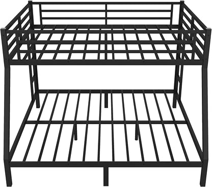 Bellemave Queen Over King Bunk Bed for Adults, Queen Over King Bunk Beds Frame with 2 Side Ladder and Full Length Guardrail, Easy Assemble Bunkbeds, Noise Reduced, Mattress Not Included, Black
