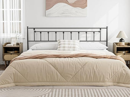 Metal King Size Headboard - Adjustable Height - Victorian Farmhouse Style, Easy Assembly, Attach Frame, Steel King Headboard Only for Bedroom - Black