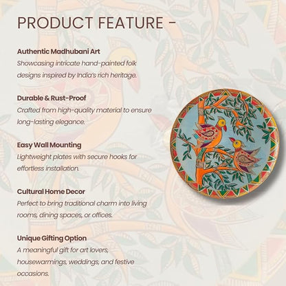 RITUALISTIC Madhubani Wall Plates for home decoration | Wall decor items for living room | Metal Wall décor | Gift items for unisex |wall art | Home Décor & Christmas Gift Items | Set of 5 plates