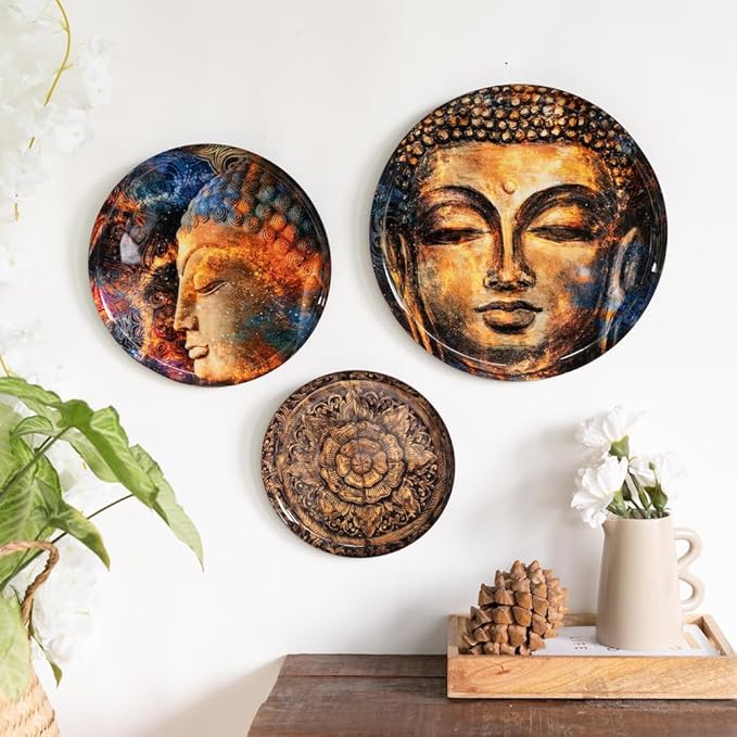 RITUALISTIC Nirvana Iron Wall Art Plates – Set of 3 Decorative Plates | Contemporary Metal Wall Decor | Modern Wall Hanging for Living Room, Bedroom & Home Interiors |Christmas gifts