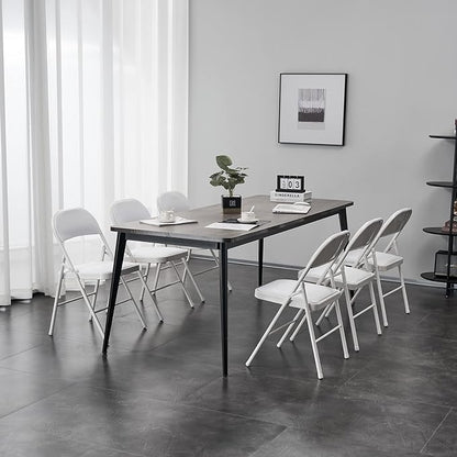 6 Pack White Folding Chairs with Padded Seats, Portable Stackable Foldable Chairs for Indoor and Outdoor, Commercial Seat with Metal Frame for Events Office Wedding Party, 330lbs Capacity