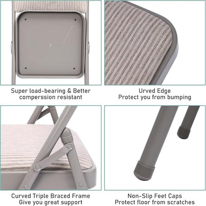 SEALAMB 16 Pack Folding Chairs with Padded Seats & Cushion, Durable Metal Foldable Chairs for Wedding Party, Commercial Chairs for Office School Church Events, 350lb Capacity (Grey-Fabric, 16 Pack)