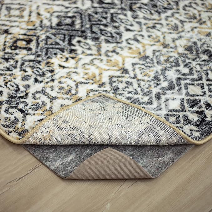 Mohawk Home 2' 2" x 10' Non Slip Rug Pad Gripper 3/8 Thick Dual Surface Felt + Rubber Gripper - Safe for All Floors